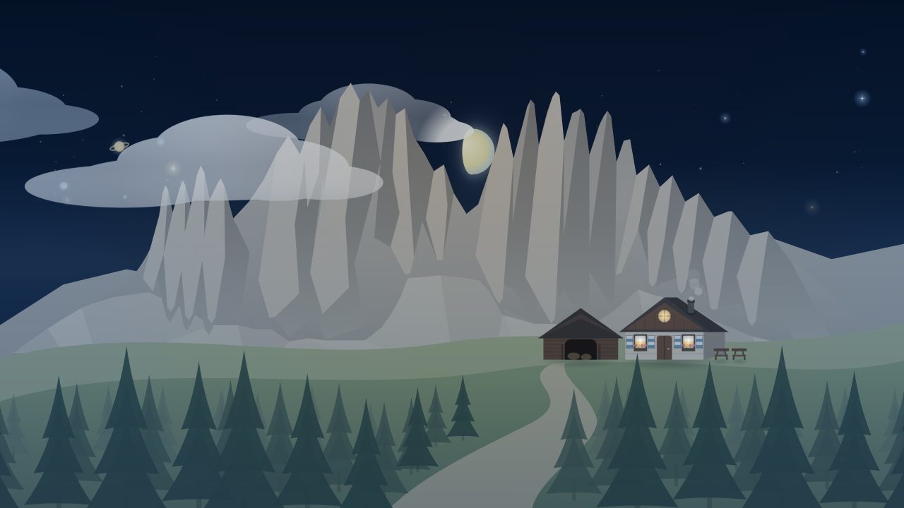 Il paesaggio montano di notte