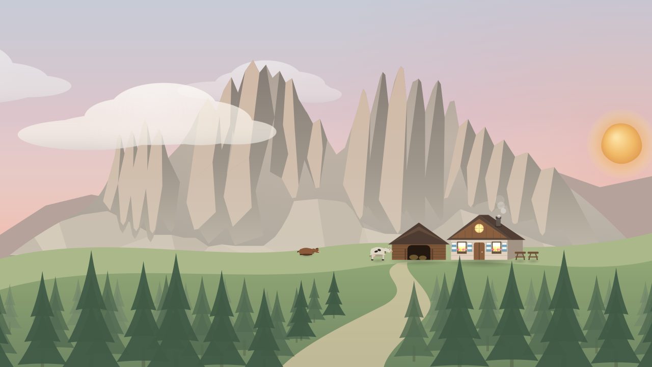 Il paesaggio montano al tramonto