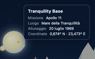 Tooltip del sito di allunaggio Apollo 11