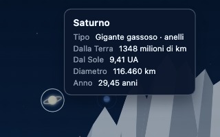 Tooltip informativo di un pianeta